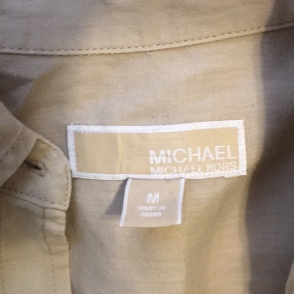 Michael Kors tan linen shirt with pockets - Picture 8 of 10